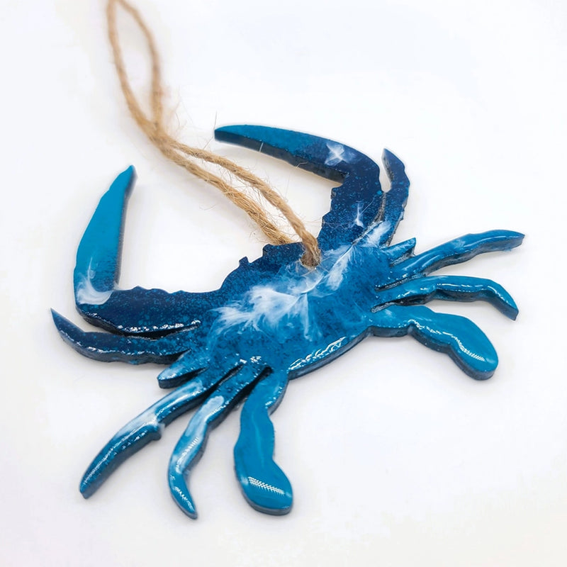 Blue Crab Hand Poured Resin Ornament