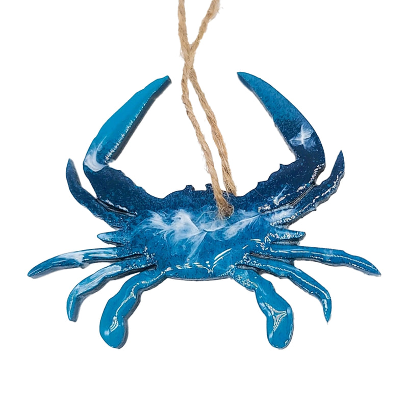 Blue Crab Hand Poured Resin Ornament