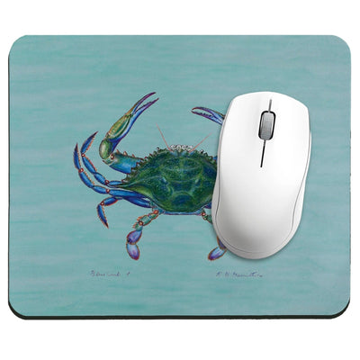 Blue Crab On Aqua Neoprene Mouse Pad