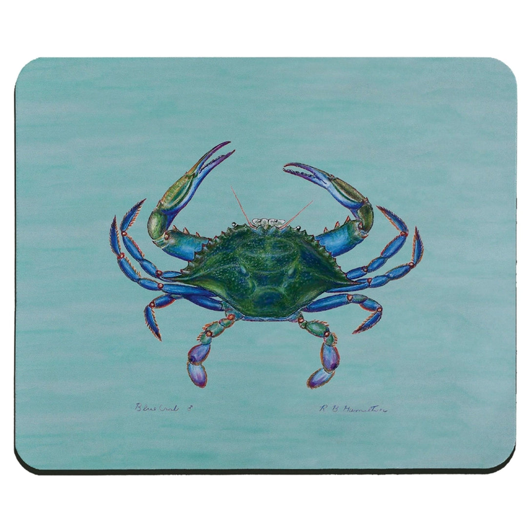 Blue Crab On Aqua Neoprene Mouse Pad