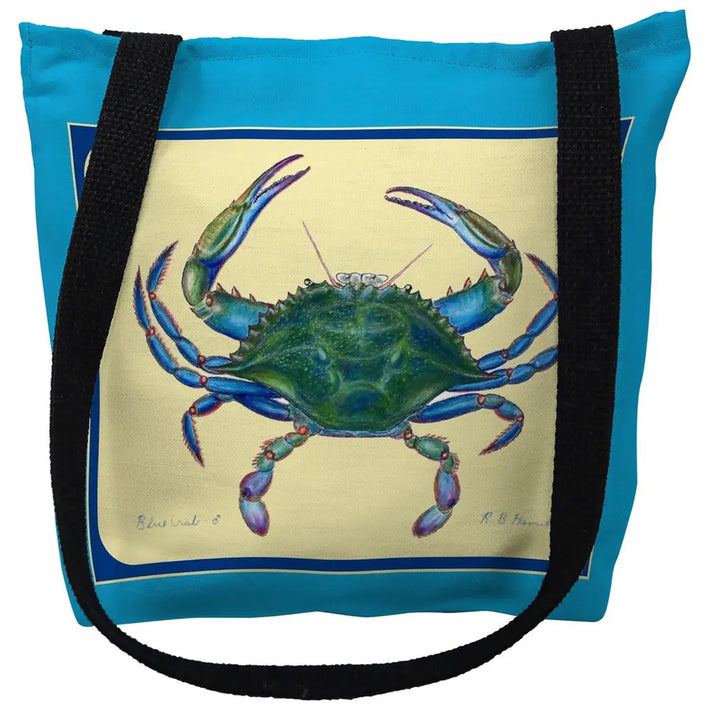 Blue Crab Large Totebag Blue Border