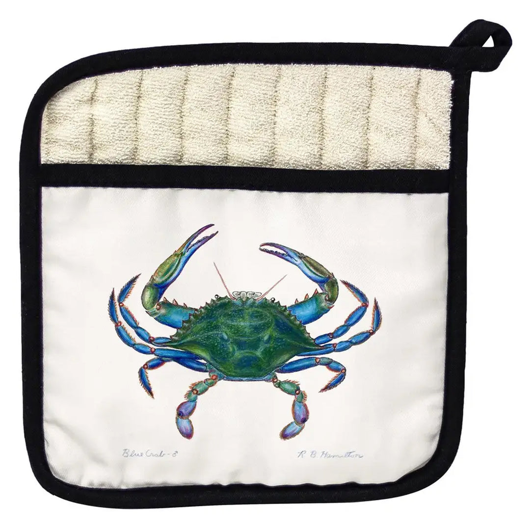 Blue Crab Pocket Potholder White Background