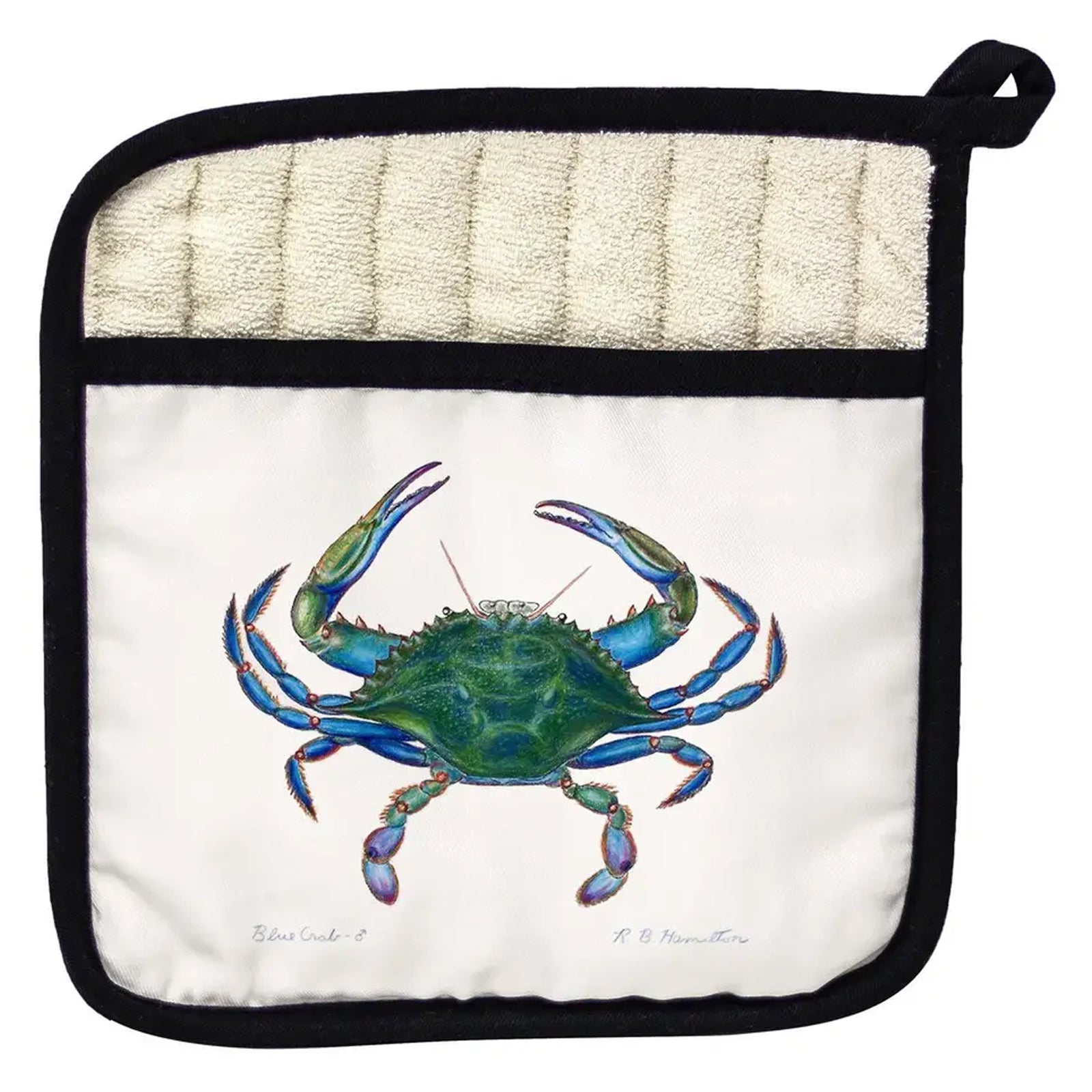 Blue Crab Pocket Potholder White Background