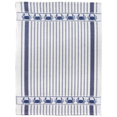 Crab Linen Blend Kitchen Towel - Blue