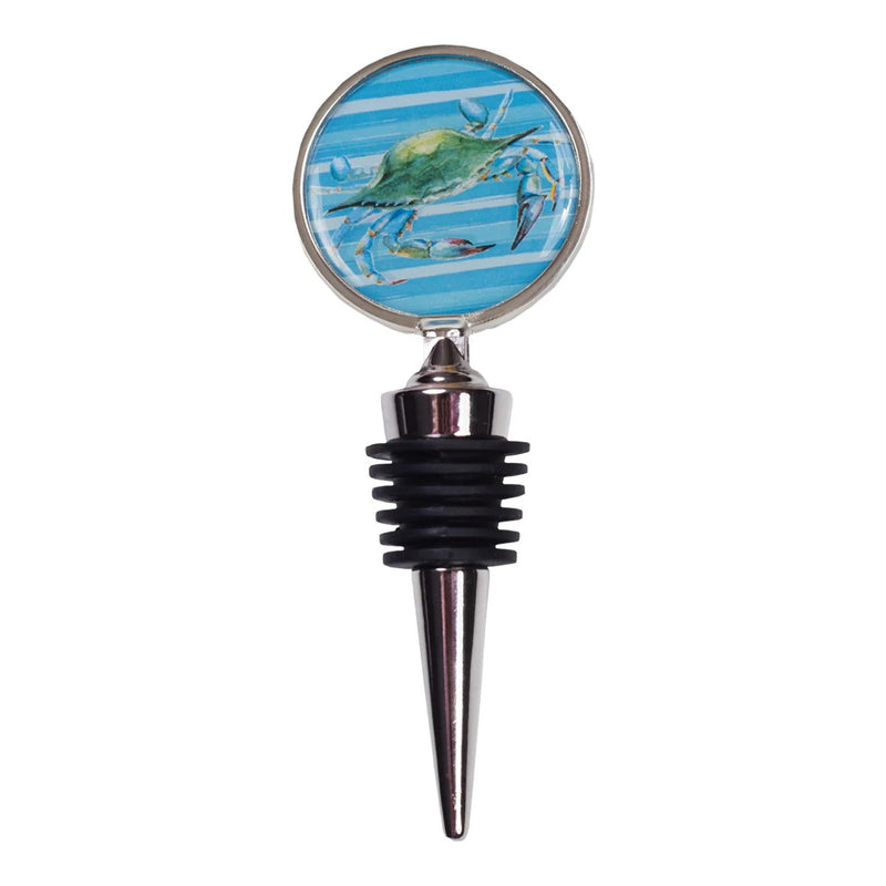 Blue Crab Stripe Tall Wine Stopper