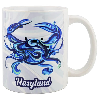 blue crab swirl design coffee mug