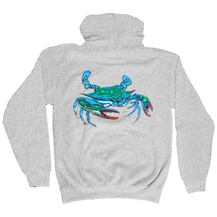 Blue Crab Two Sided Gray Hoodie back