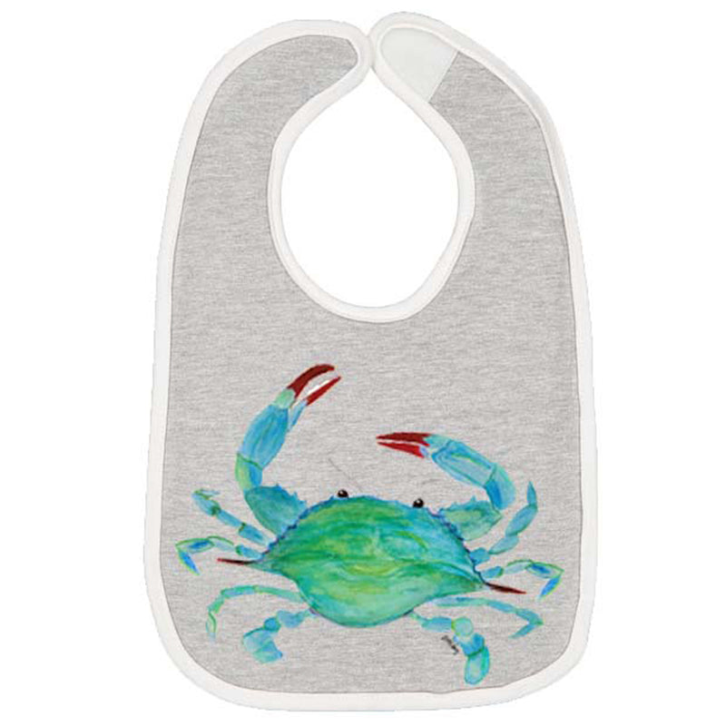 Watercolor Blue Crab Gray Baby Bib