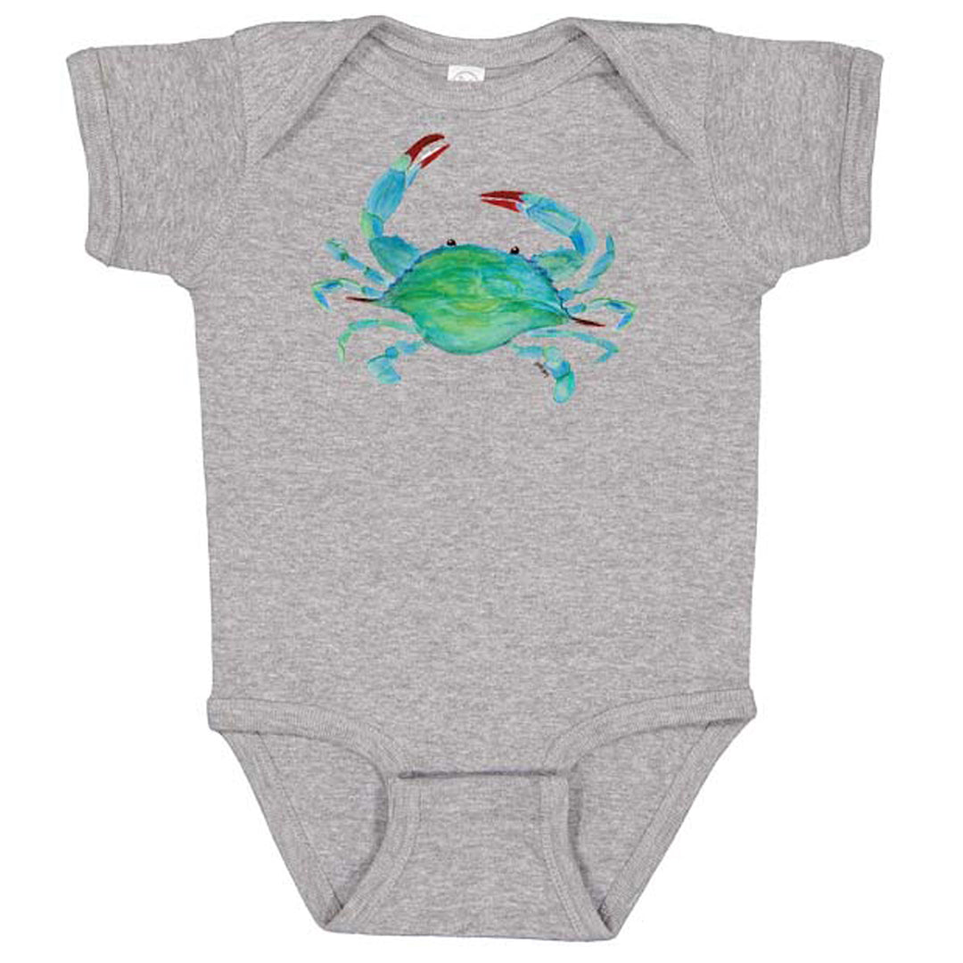 Watercolor Blue Crab Gray Onesie