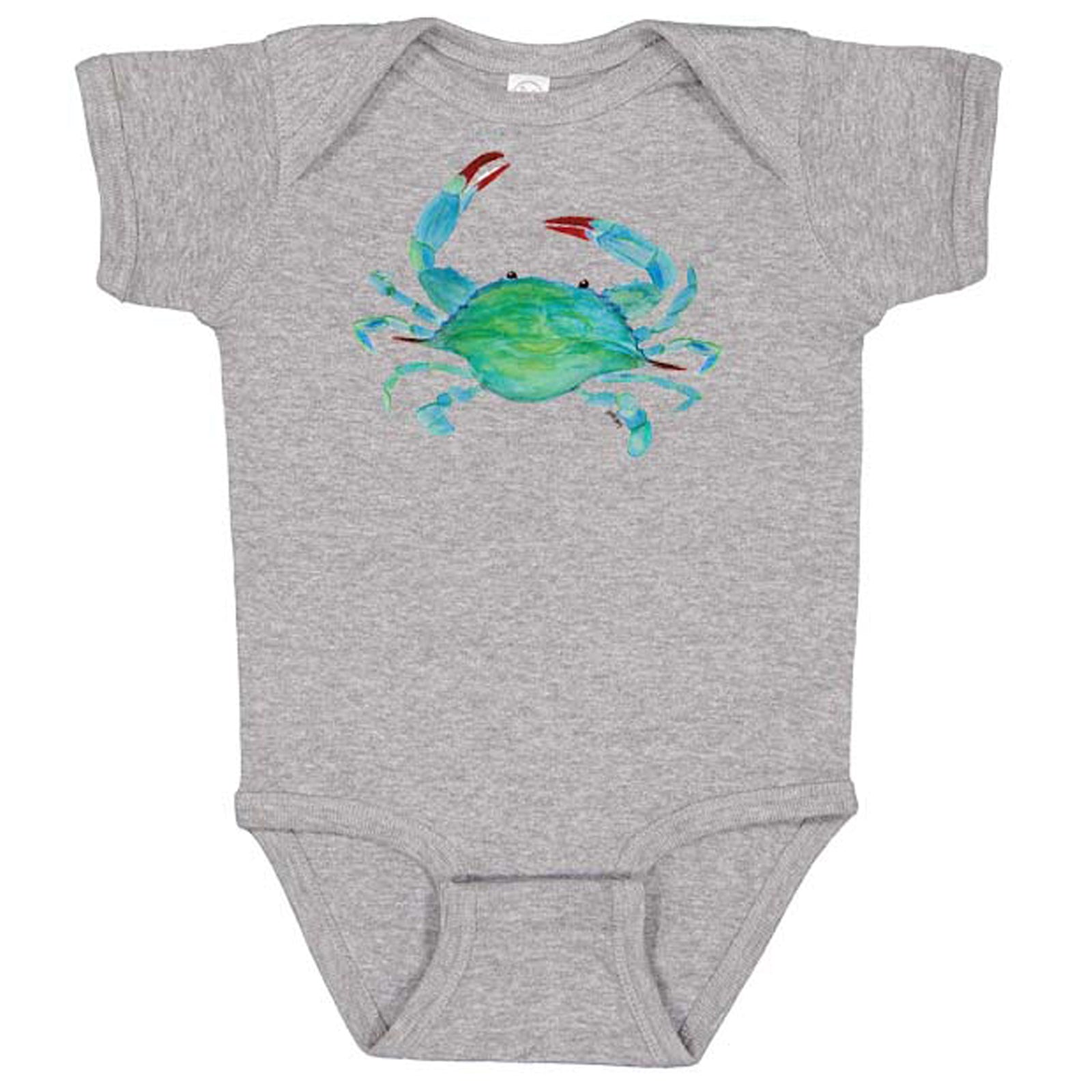 Watercolor Blue Crab Gray Onesie