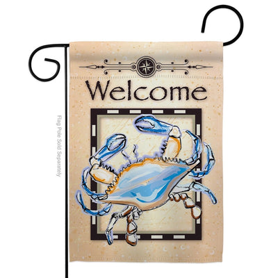 Blue Crab Welcome Garden Flag on Stand (not included)