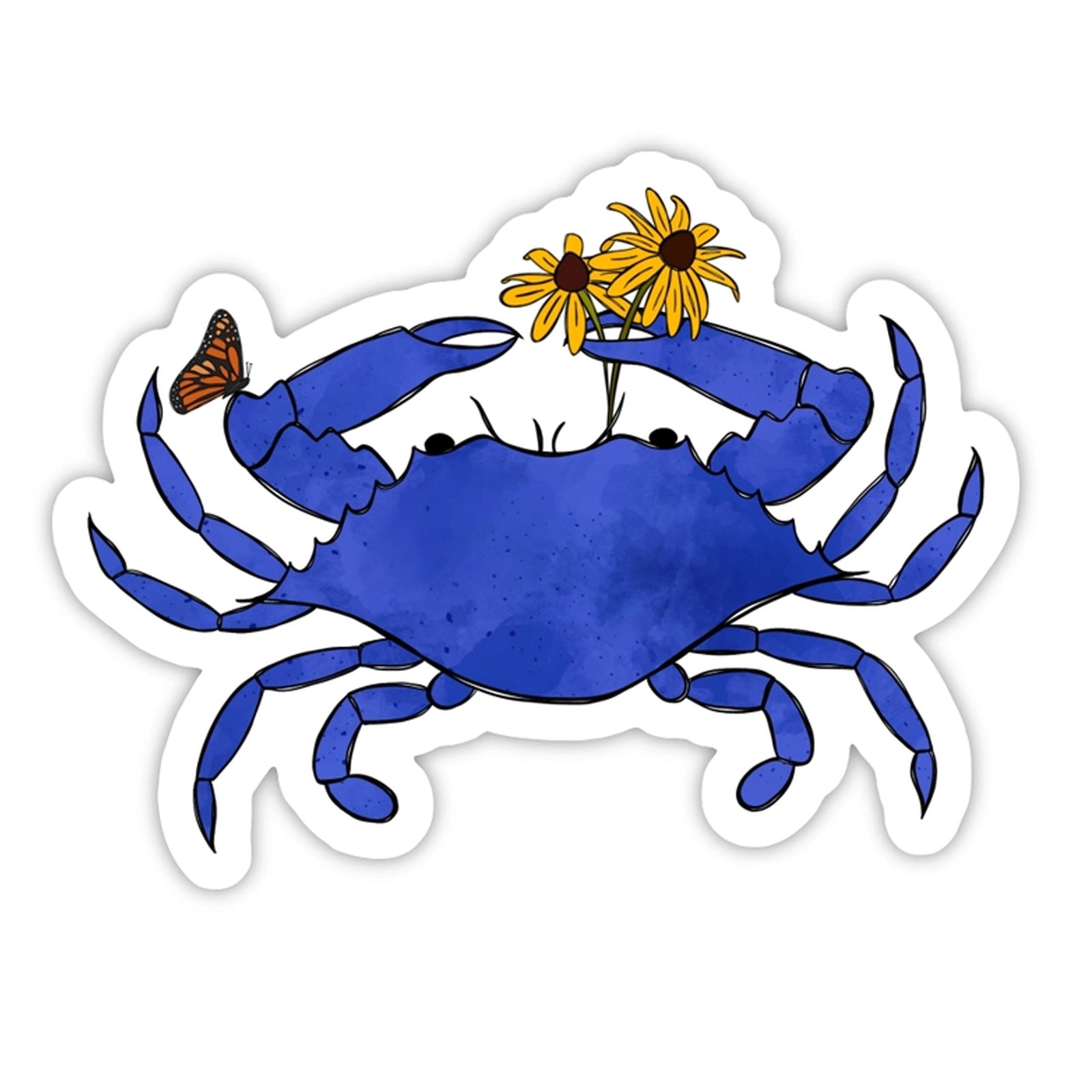 Blue Crab with Black Eyed Susans Vinyl Sticker
