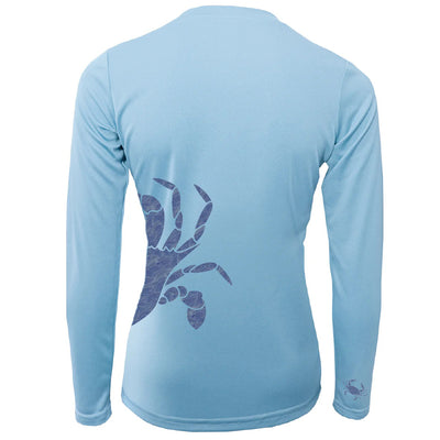Blue Crab Wrap Women's Long Sleeve UPF 50+ Shirt (back)