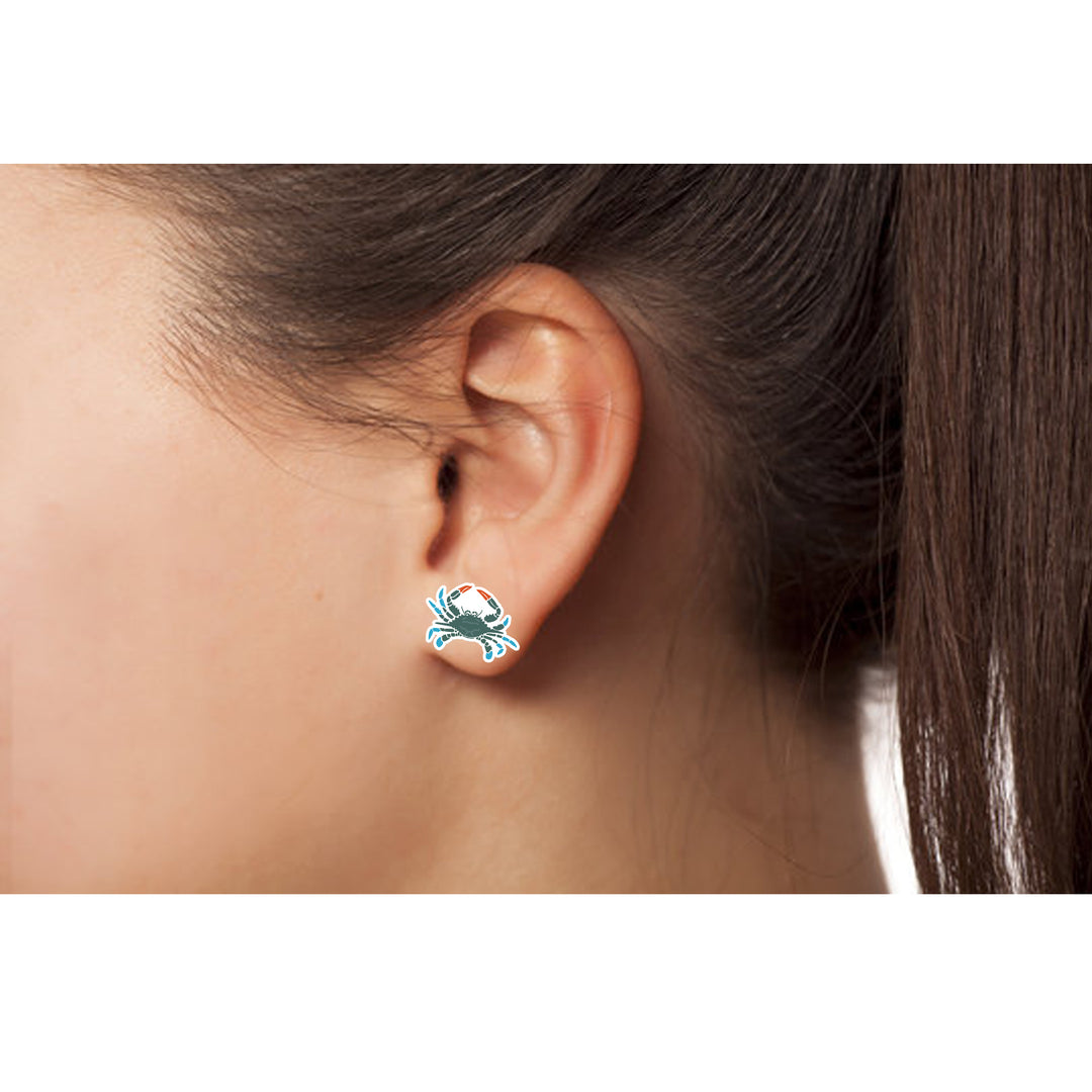 Blue &amp; Green Crab - Post Earrings