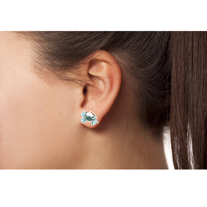 Blue &amp; Green Crab - Post Earrings