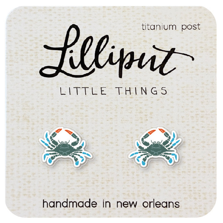 Blue &amp; Green Crab - Post Earrings
