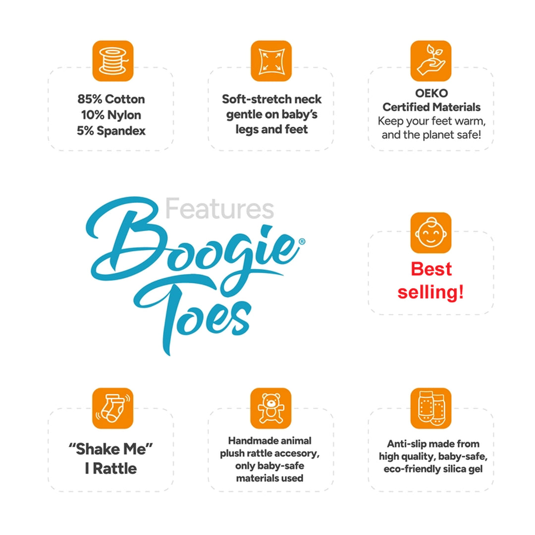 Boogie Toes Baby Rattle Socks product features