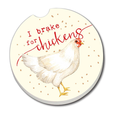 I Brake For Chickens Absorbent Stone Car Coaster