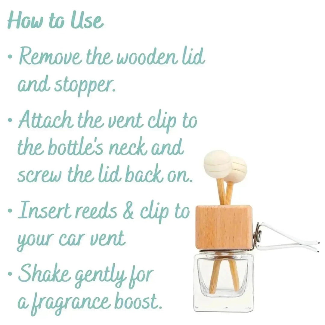 Car Vent Diffuser - Air Freshener Instruction graphic of how to use.