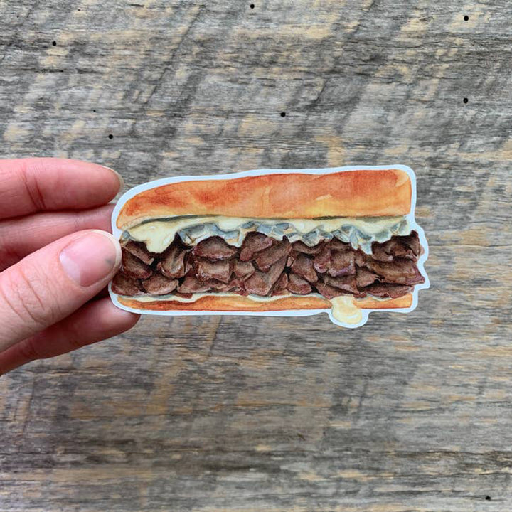 Cheese Steak Sub Die Cut Vinyl Sticker Scene