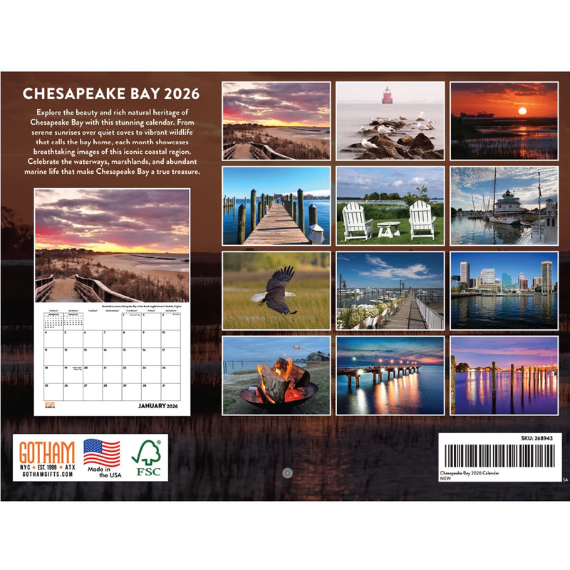 2026 Chesapeake Bay wall calendar 12" x 18" (back cover)