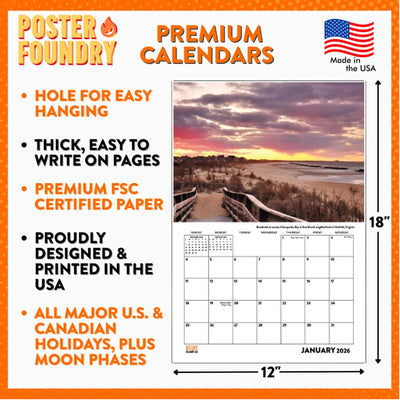 2026 Chesapeake Bay wall calendar 12" x 18" (details)