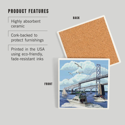 Chesapeake Bay Bridge Ceramic Coaster Features