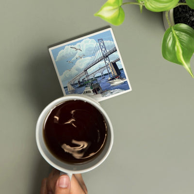 Chesapeake Bay Bridge Ceramic Coaster Scene