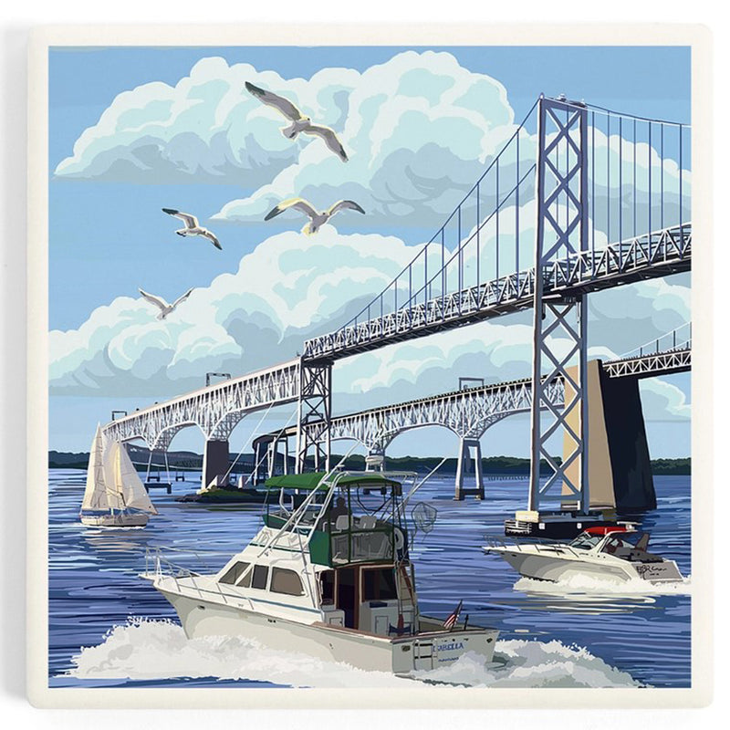 Chesapeake Bay Bridge Ceramic Coaster