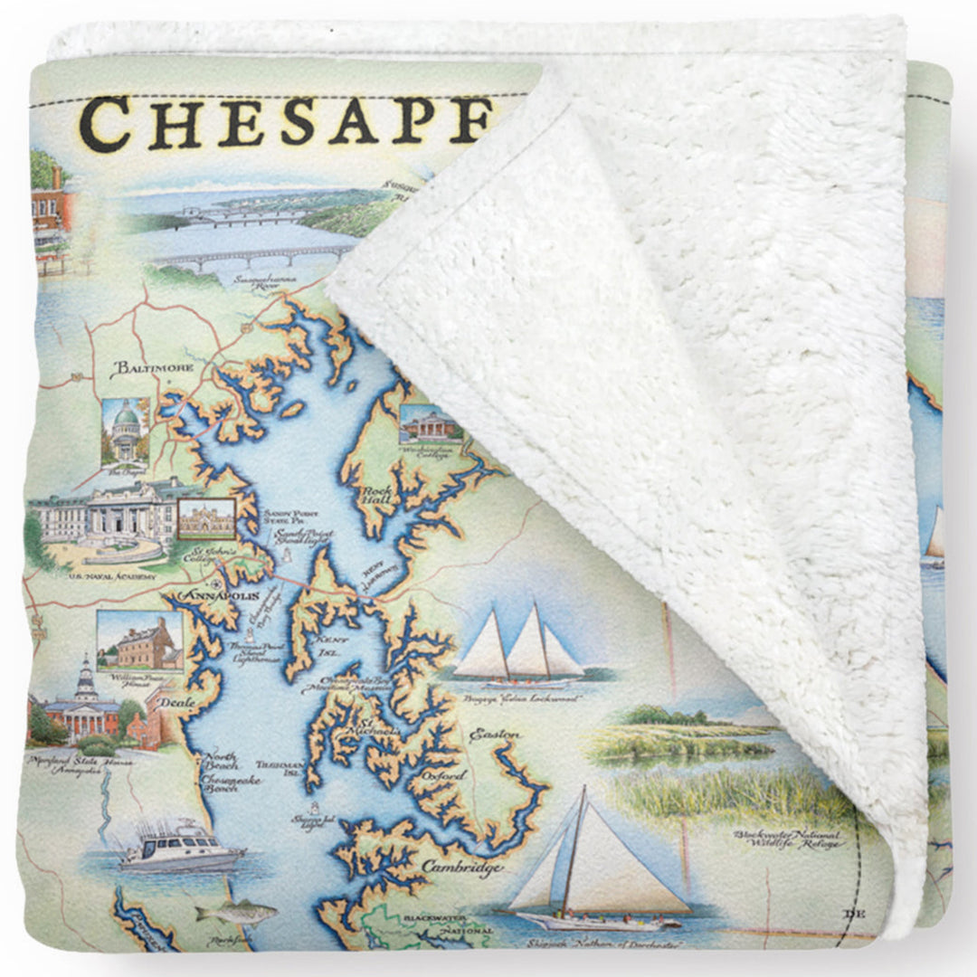Chesapeake Bay Map Fleece Blanket