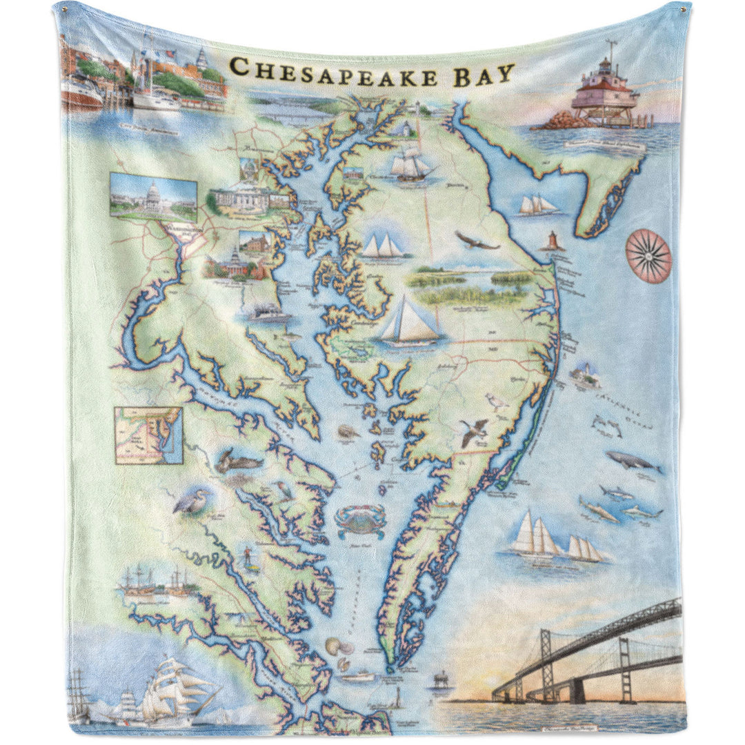 Chesapeake Bay Map Fleece Blanket