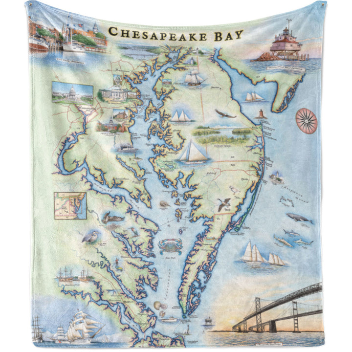 Chesapeake Bay Map Fleece Blanket