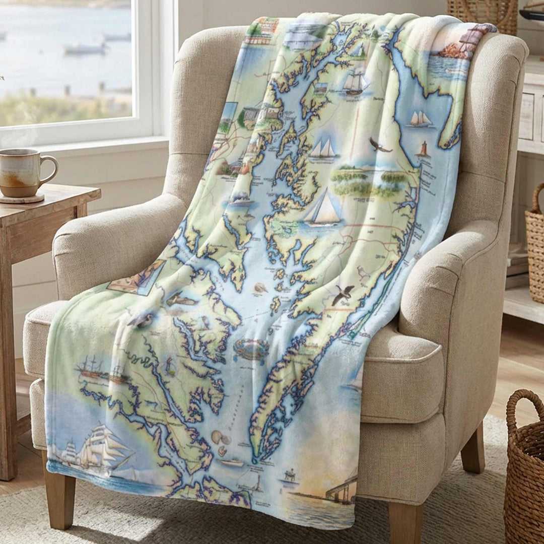 Chesapeake Bay Map Fleece Blanket