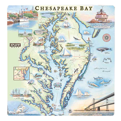 Chesapeake Bay Map Ceramic Coaster