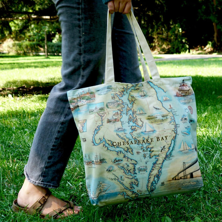Chesapeake Bay Map Canvas Totebag