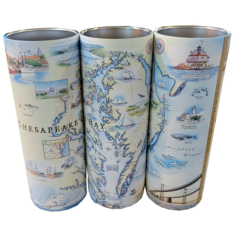 Chesapeake Bay Map Stainless Steel Travel Tumbler (design-all sides)