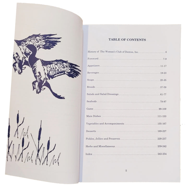 The Chesapeake Collection cookbook table of contents page.
