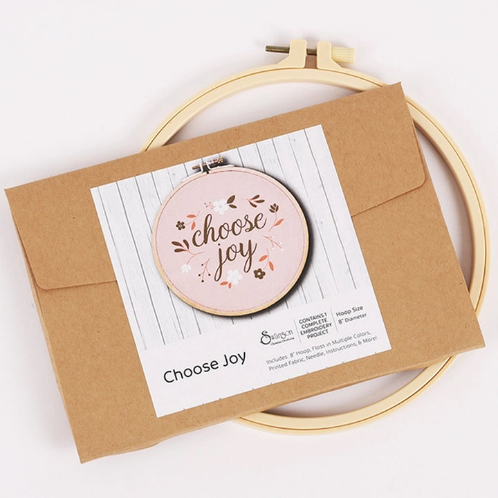 Christian Themed Embroidery Kit - Choose Joy - kit packaging.