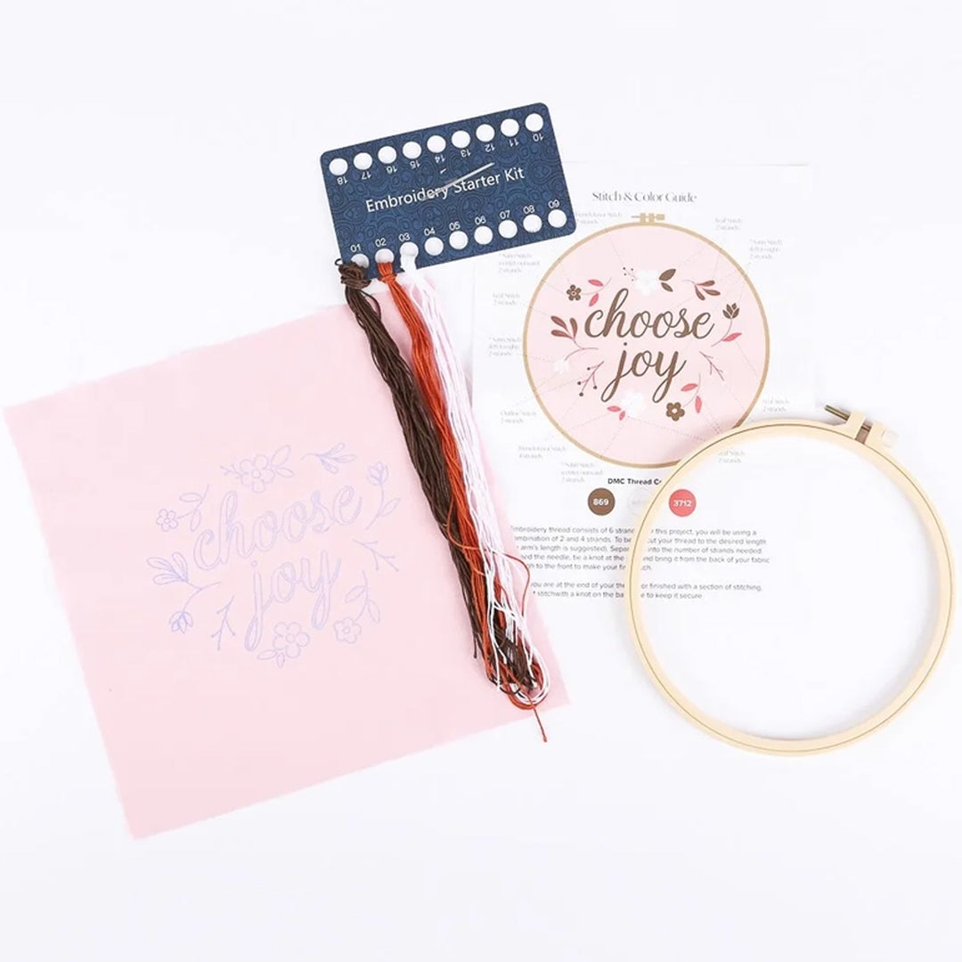 Christian Themed Embroidery Kit - Choose Joy - kit details.