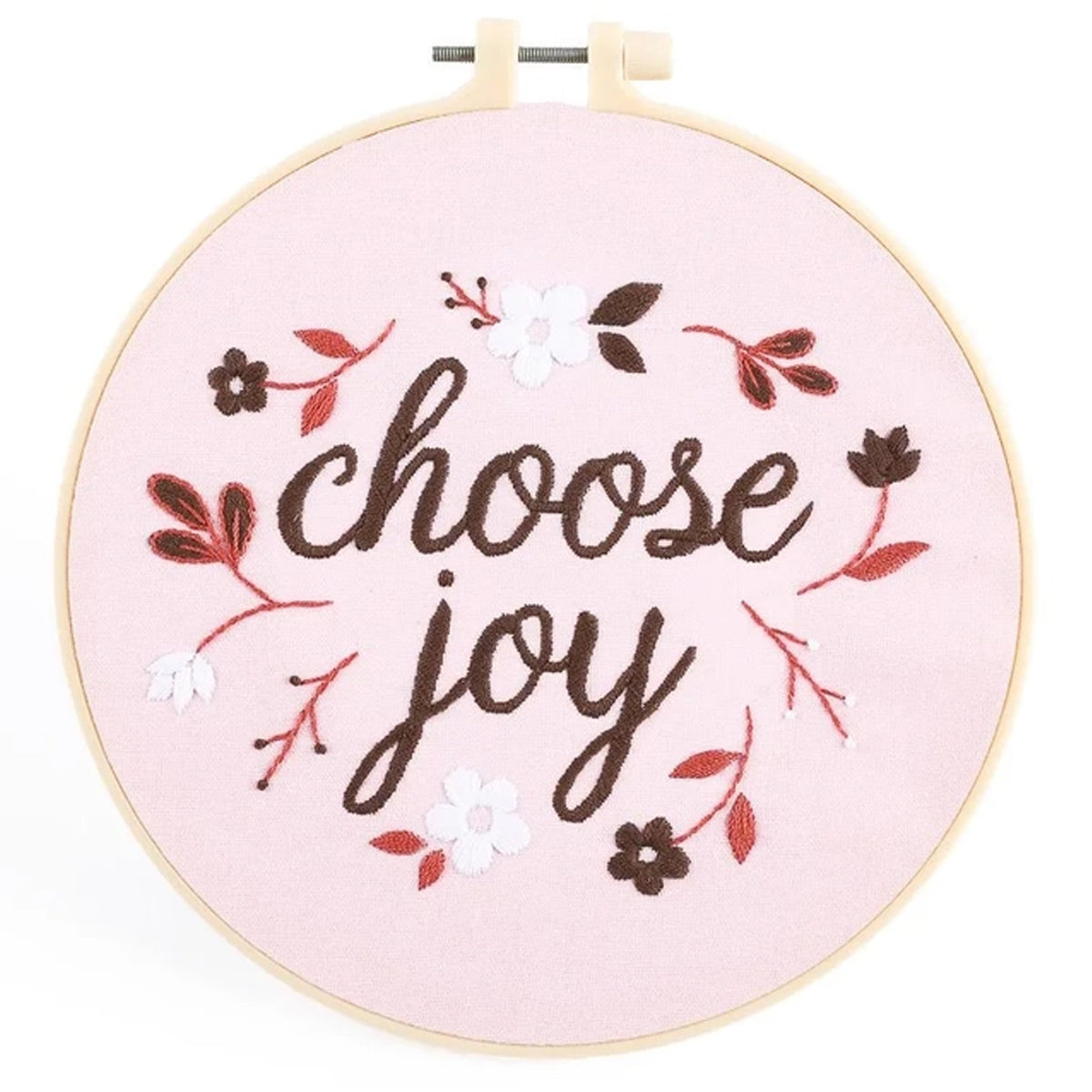 Christian Themed Embroidery Kit - Choose Joy - example of finished design.