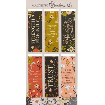 Christian Magnetic Bookmarks Set of 6 - Warm Florals Collection
