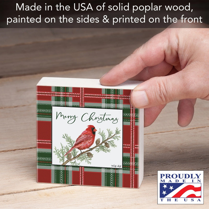 Christmas Cardinal Wood Block Sign
