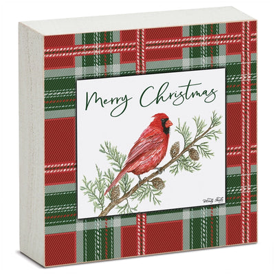 Christmas Cardinal Wood Block Sign