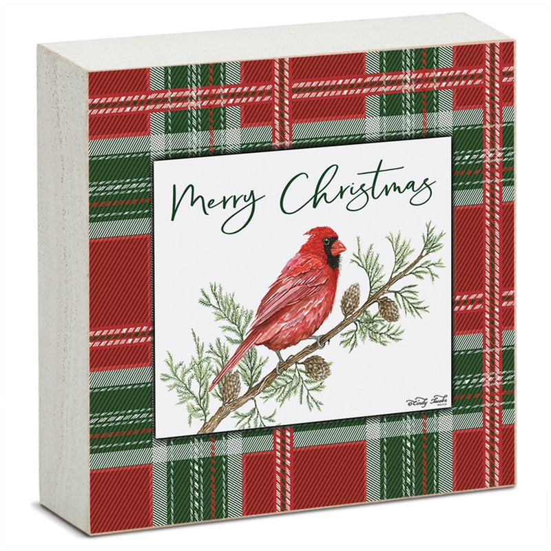 Christmas Cardinal Wood Block Sign