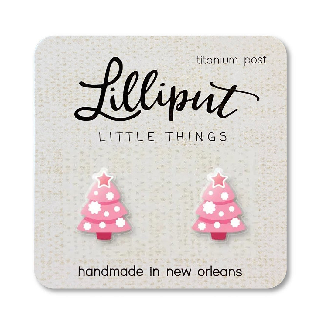 Christmas Tree Pink Lilliput Post Earrings