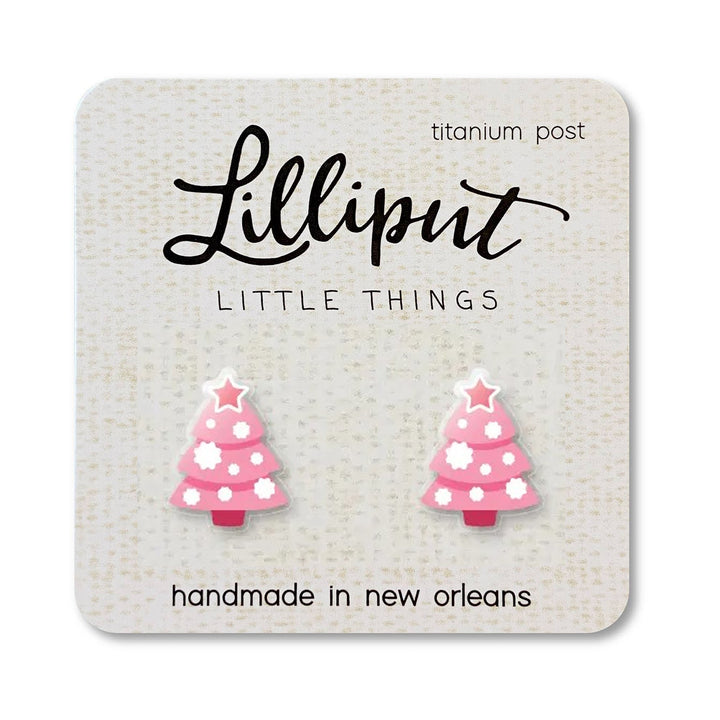 Christmas Tree Pink Lilliput Post Earrings