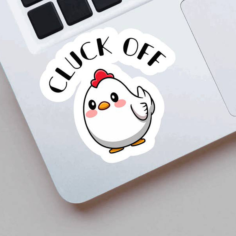 Cluck Off Cute Chicken Vinyl Sticker (scene)