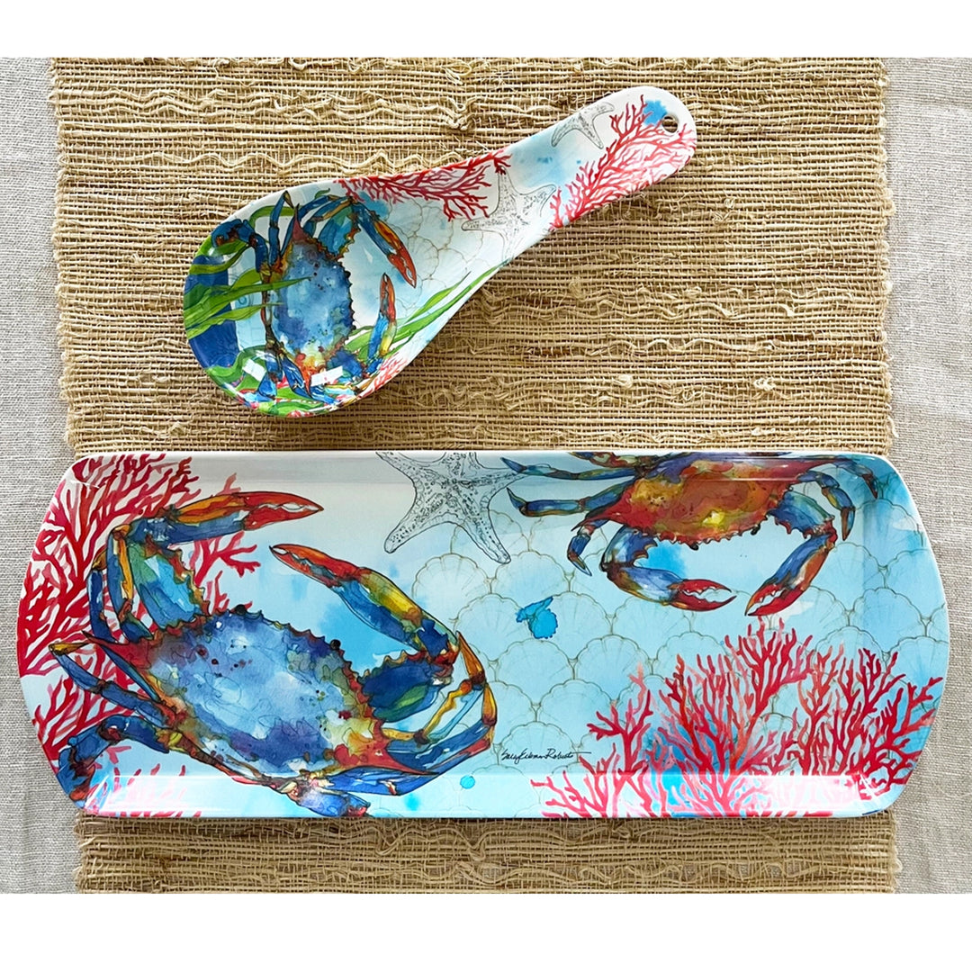 Coastal Crab Bamboo Spoon Rest and matching Appetizer Tray. Sold separately.