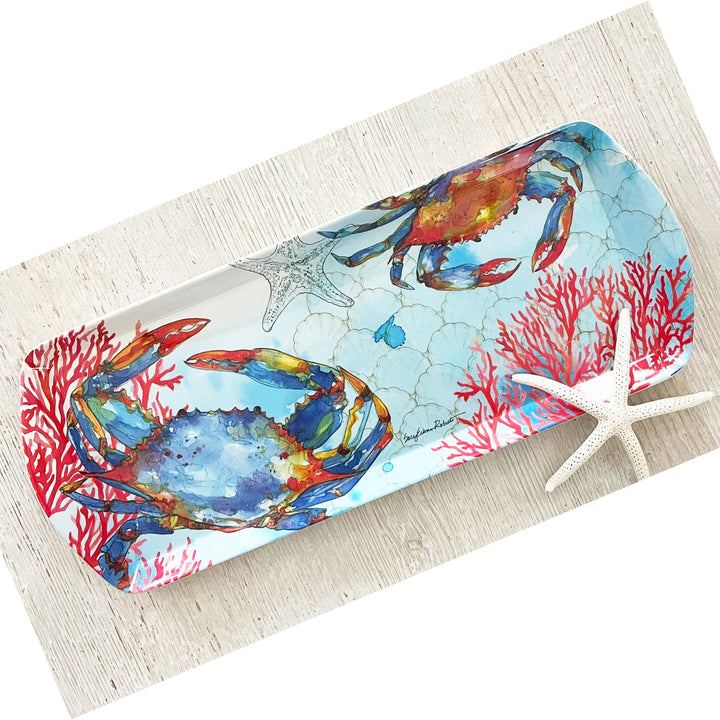 Coastal Crab Bamboo 15" Appetizer Tray.