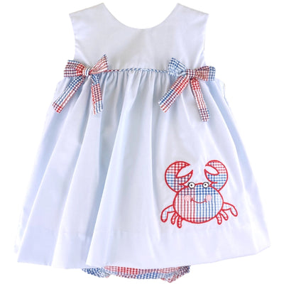 Crab Applique Baby Sun Dress with Bloomers